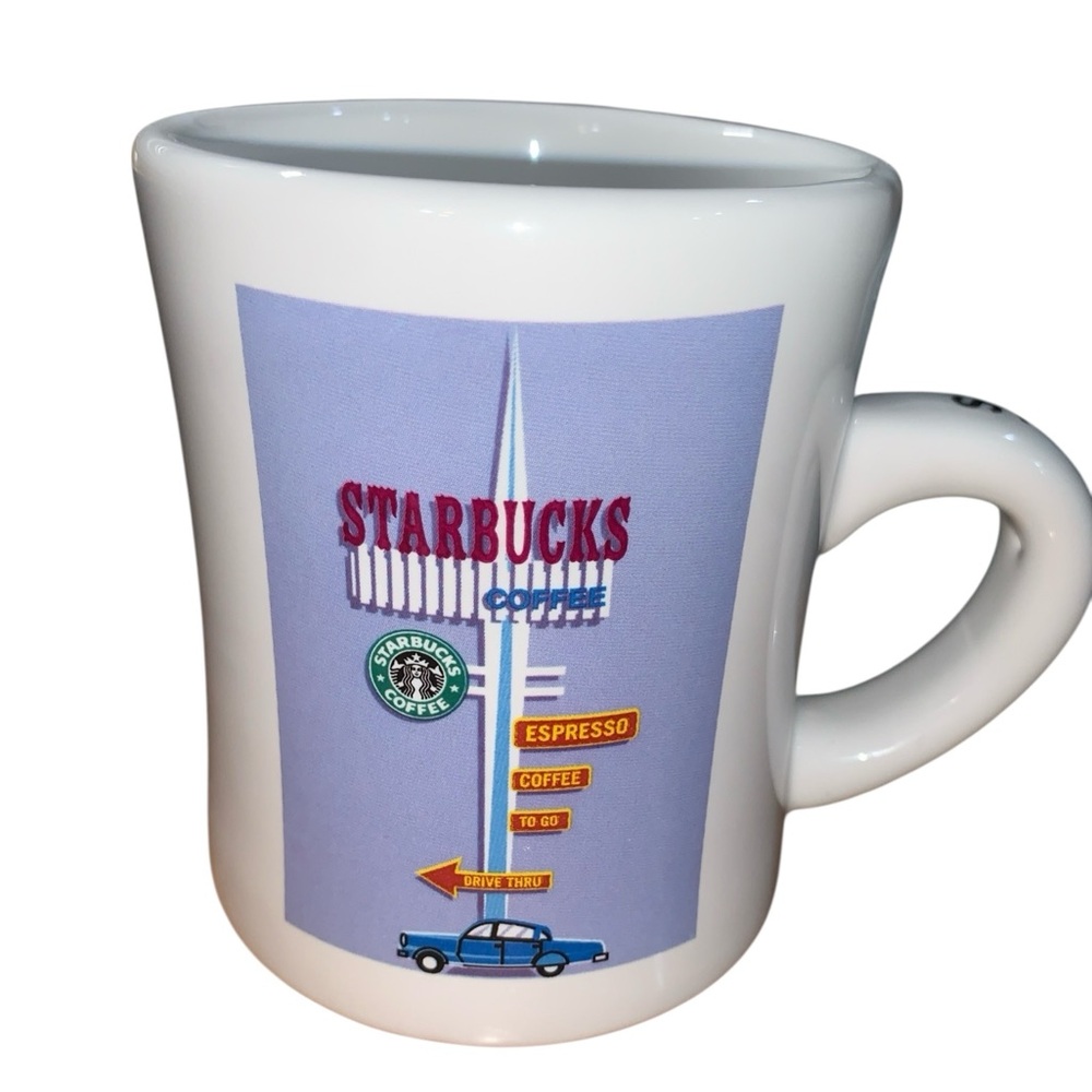 Vintage Starbucks Coffee/Tea Mug Mid Century Drive Thru Design 2001 EUC 16oz